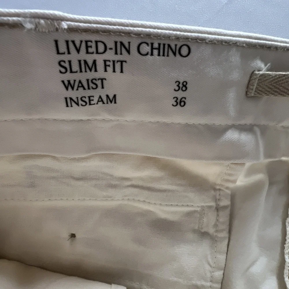 Banana Republic Slim Lived-In Chino Pant Transition Cream 38 X 36